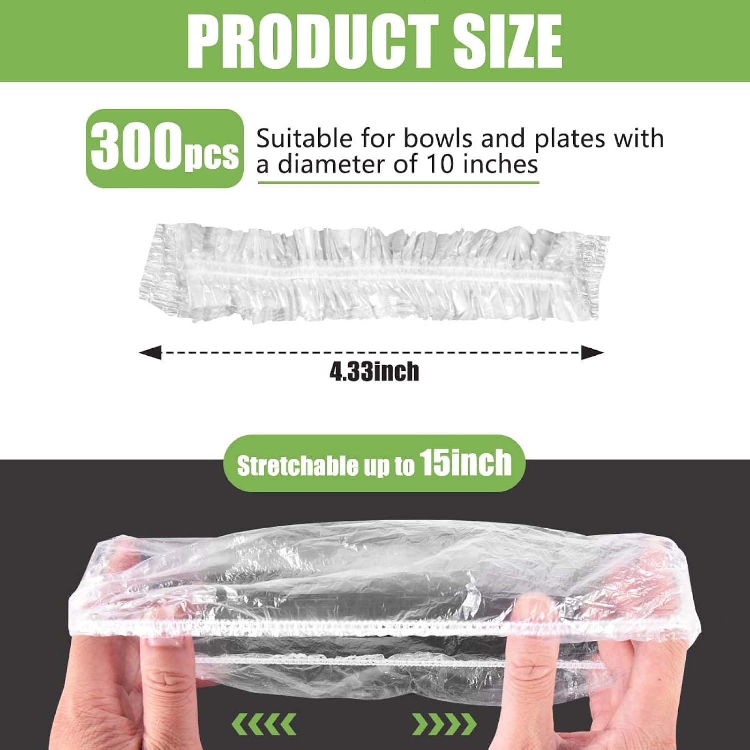 300 Pcs Plastic Wrap Food Dish Bowl Covers, Elastic Thickened Shower Caps for Sourdough Bread Proofing Stretch for Keeping Food Fresh And Dust Away