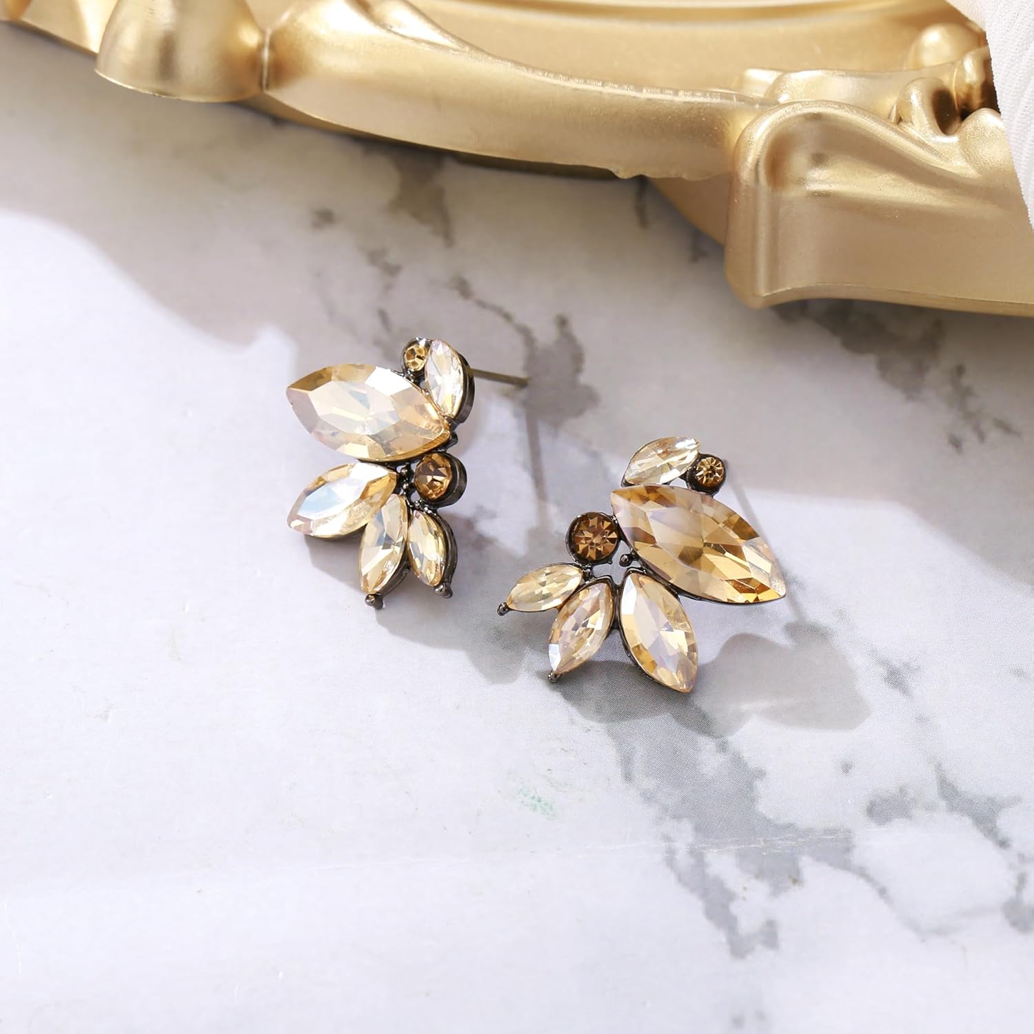 BriLove Gorgeous Stunning Rhinestone Marquise Stud Earrings for Women Wedding Bridal Party Prom Accessories - Image 4