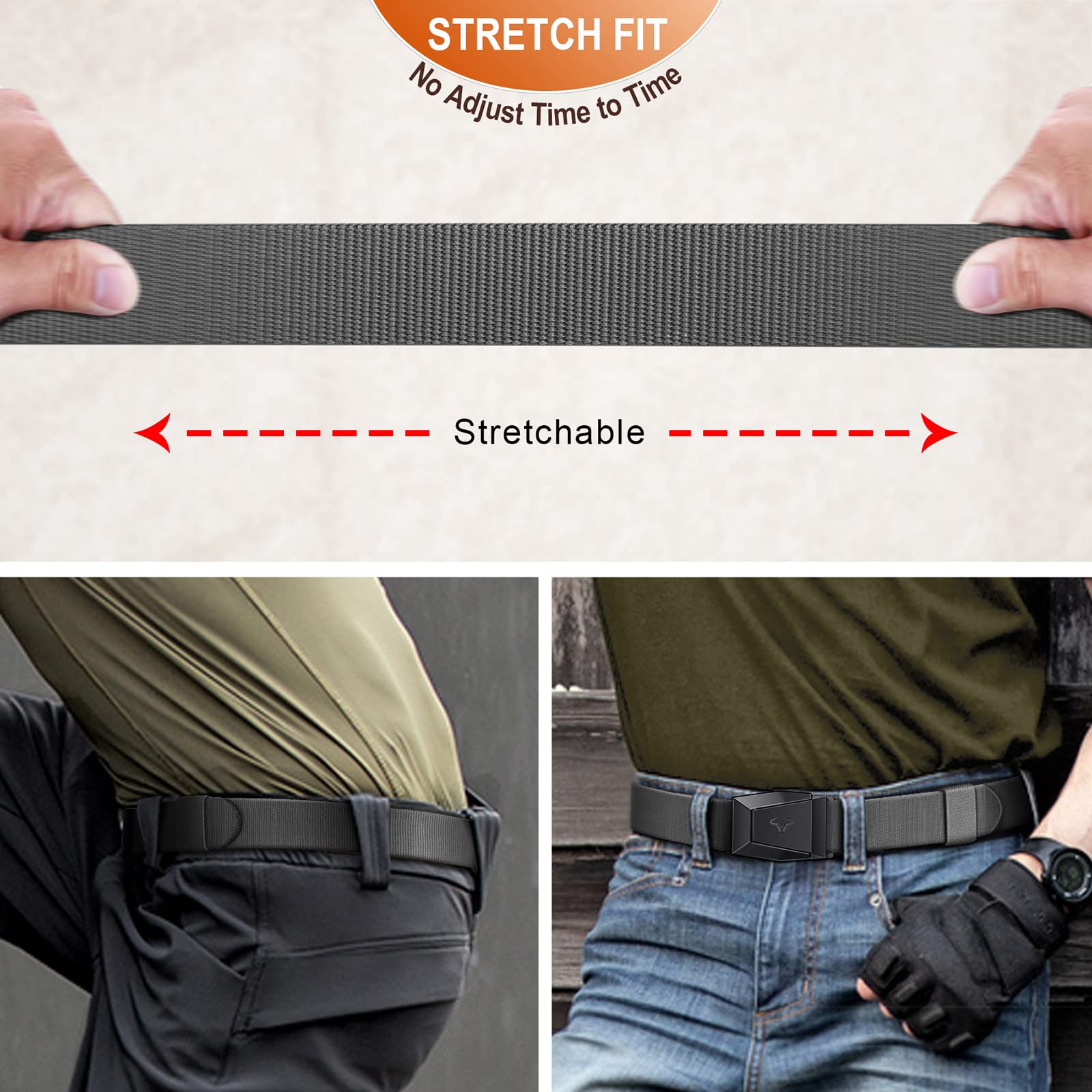 BULLIANT Cintura Tattica,Cintura Uomo Militare Lavoro Trekking 3,8cm,Fibbia a Sgancio Rapido