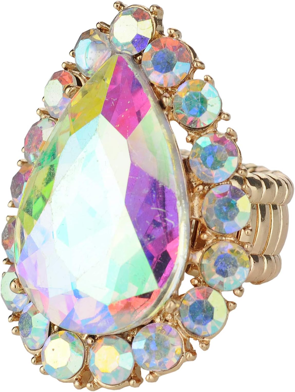 Radiant Teardrop Stone Adjustable Cocktail Statement Ring