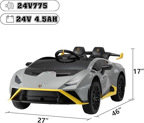 Miniatura 7 de Vehículo eléctrico Lamborghini STO de 24 V con función de deriva, con suspensión de resorte, control remoto de 2.4G, USB y MP3, regalo para niños,