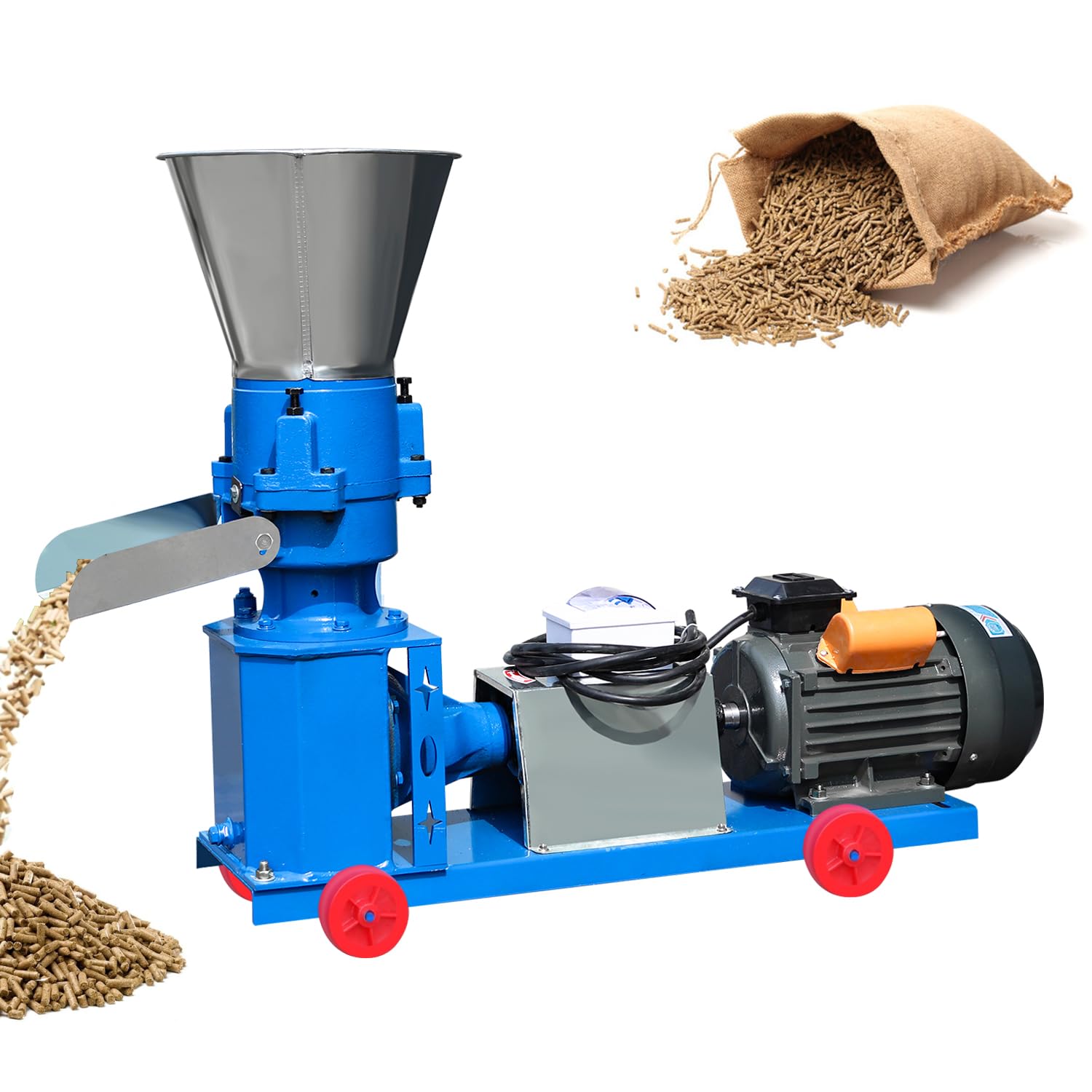 Futterpellenmaschine, Tierfuttermahlmaschine mit 220V, Kupfermotor mit 5,5KW, Futtermacher mit einer Leistung von 400 Pfund pro Stunde und einer Lochplatte von 4 mm, anpassbare Futterpellenm