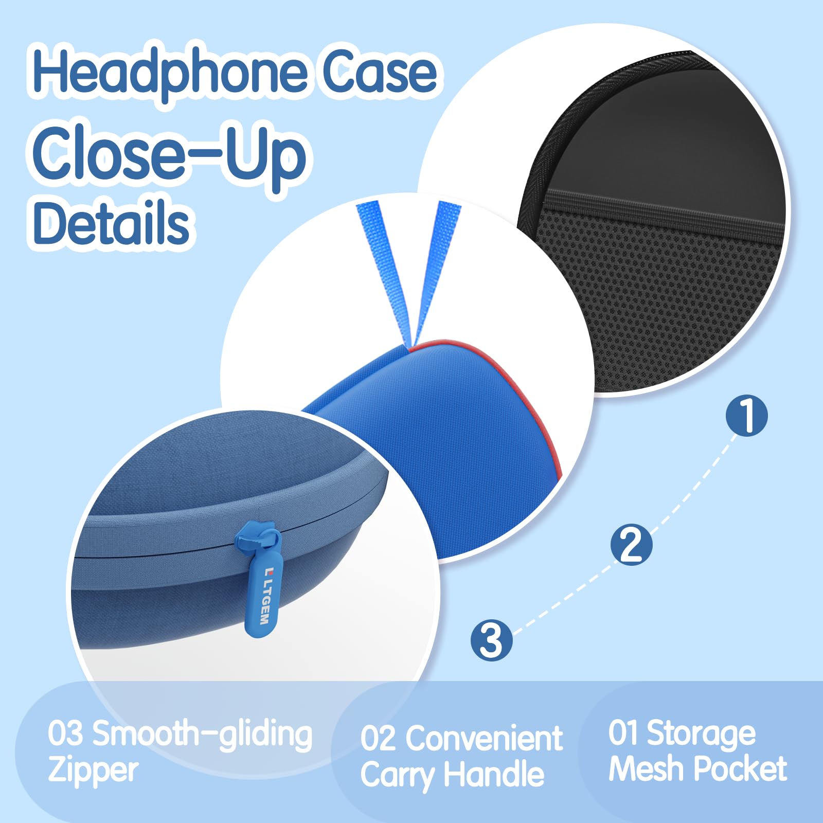 Etui na słuchawki dla dzieci iClever HS19/BTH12/noot products/EarFun K1/Candy Bila/IMYB Foldabe Kids Headphones, NIEBIESKI