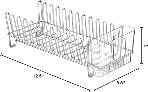 Miniatura 9 de mDesign Escurridor de platos para fregadero de cocina, pequeño estante de metal y plástico para fregadero de cocina, ideal para platos y cesta de