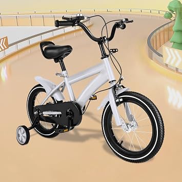GDSKR 14 Inch Children's Bicycle, with Training Wheel Stabilisers, Girls Boys Outdoor Cycling Bicycle,Removable Stabilisers, Carbon Steel with Adjustable Seat, for 3-6 Years Old