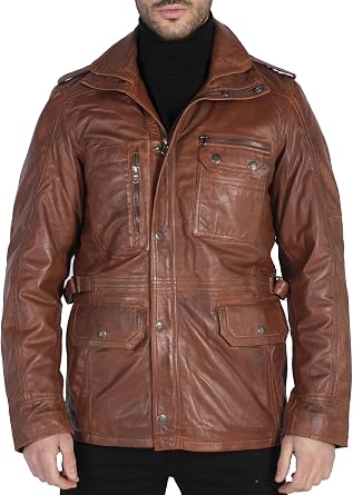 TruClothing Mens Trenchcoat Jacket Outwear Windproof Winter Parka Military Real Leather Jackets Coat