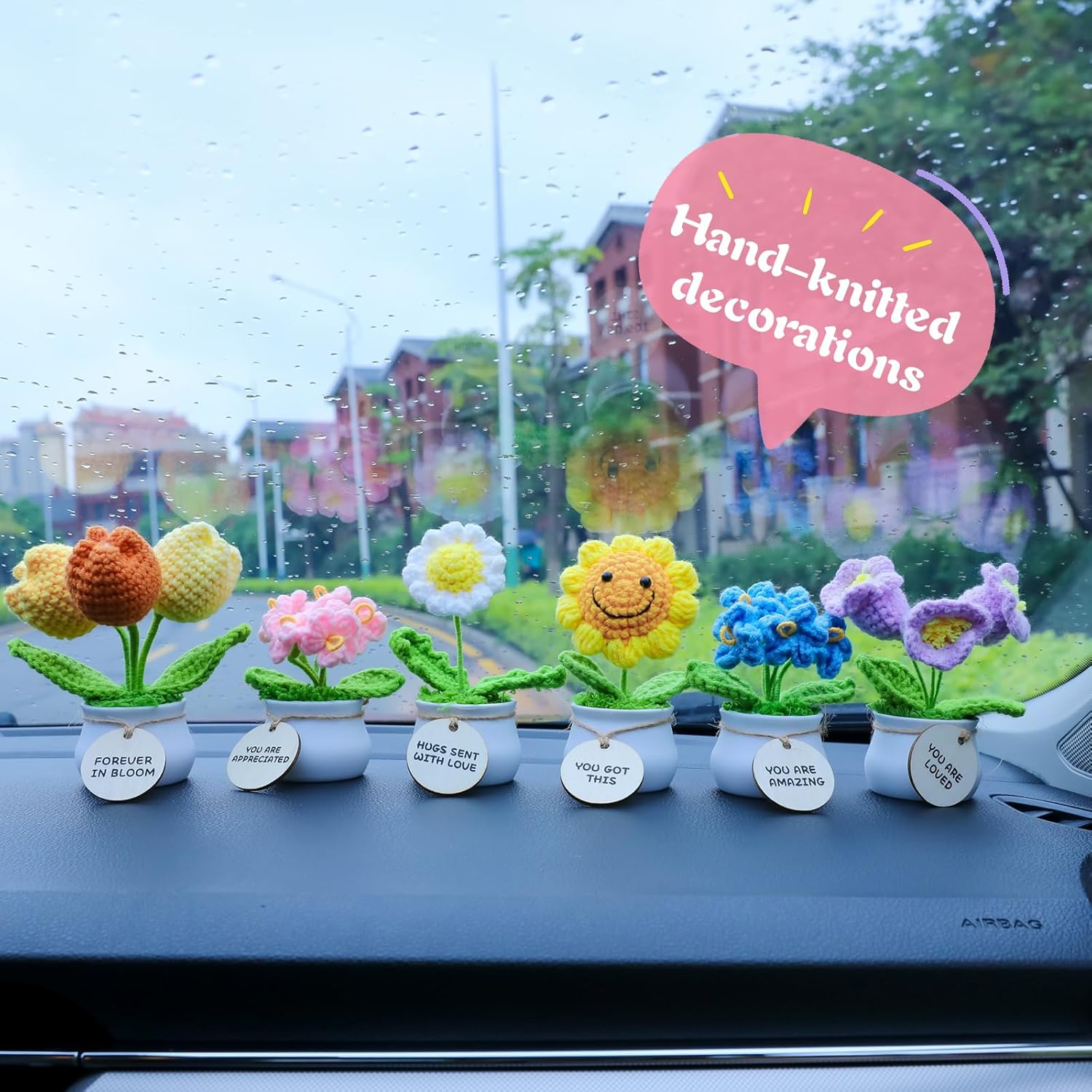 MSEHKM Encouragement Crochet Flowers with Positive Wooden Affirmations Handmade Artifical Flower Decor Ideal for Birthday/Christmas/Thank You Present (Pink Forget Me Not, You are Appreciated) - Image 5