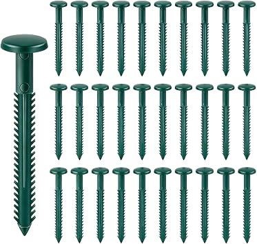 30Pcs 3 Inch Vinyl Shutter Fasteners, Window Shutter Panel Pegs Shutter Screws Lok Pins Plastic Shutter Spike Anchors for Installing Decorative Exterior Wood Aluminum Vinyl Shutter Forest Green