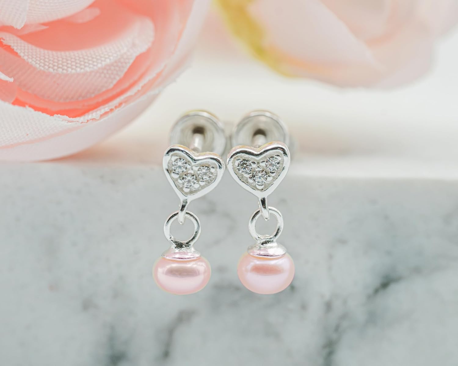 Cherished Moments Girl's .925 Sterling Silver Earring with Drop Cultured Pearl and Screw Backs