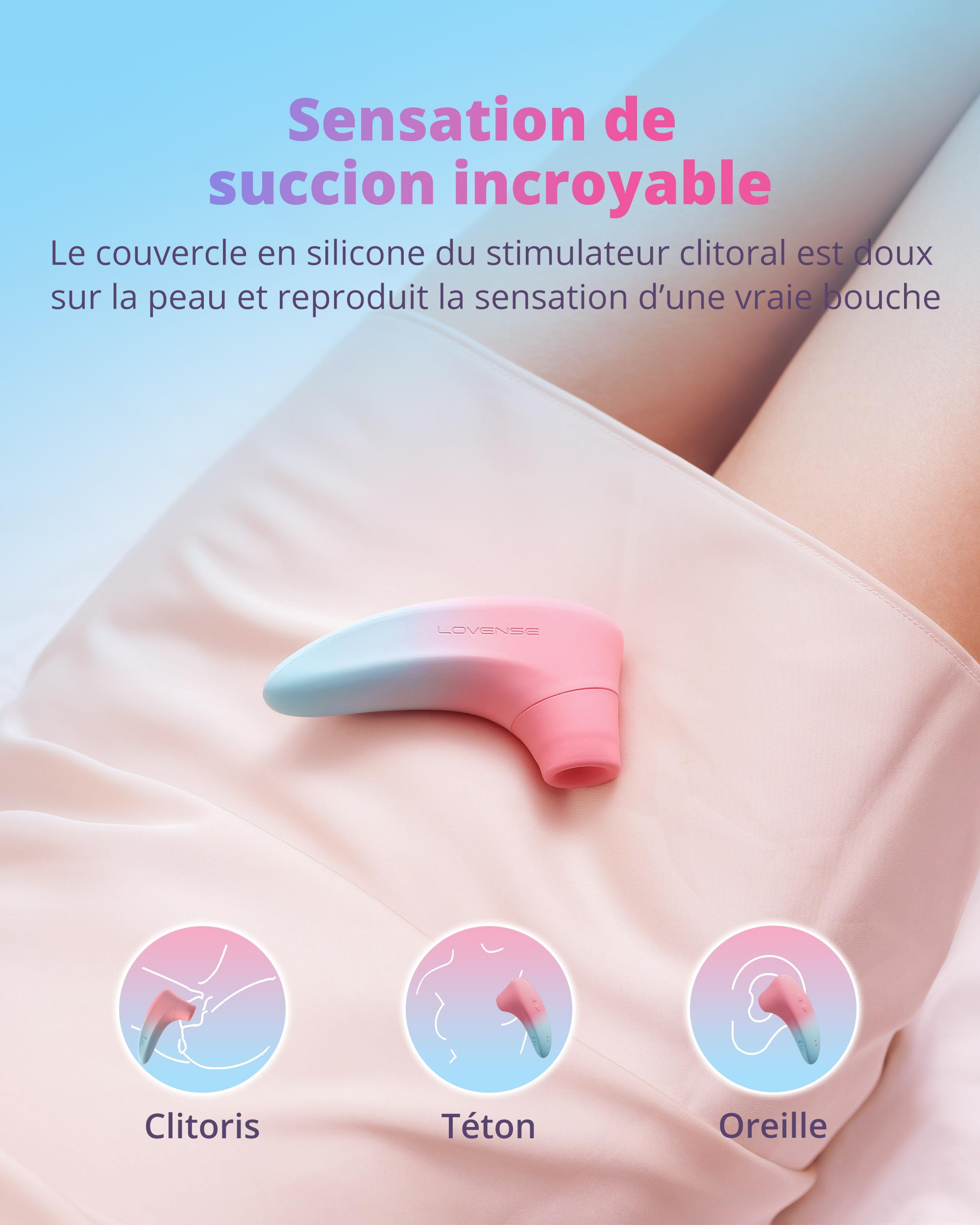 Lovense Tenera 2 Stimulateur Clitoridien à Succion Suceur de Clitoris | Vibromasseur Femme pour Couple Ondes d'Air Contrôle à Distance via Application, IPX7 Étanche, Discret, Stimulation des Tétons