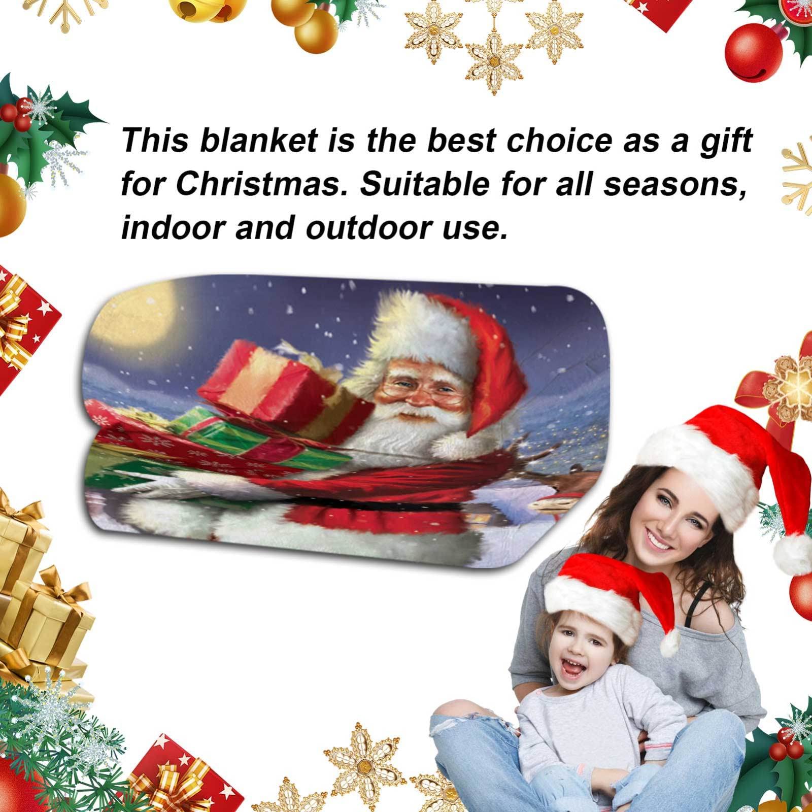 RDJSHOP Manta Navidad Feliz Navidad, Manta Navideña de Franela Santa Manta Mullida Ultra Suave y Acogedora para la Decoración del Hogar, Vacaciones de Invierno,Style3-150x220cm