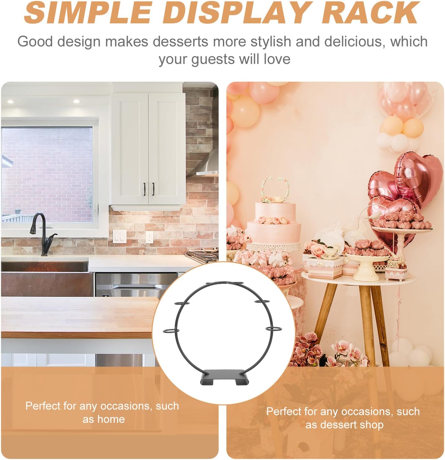 Ice Cream Cone Display Stand Metal Dessert Holder Black Iron Party Kitchen Gadget for Wedding and Event Dessert Presentation