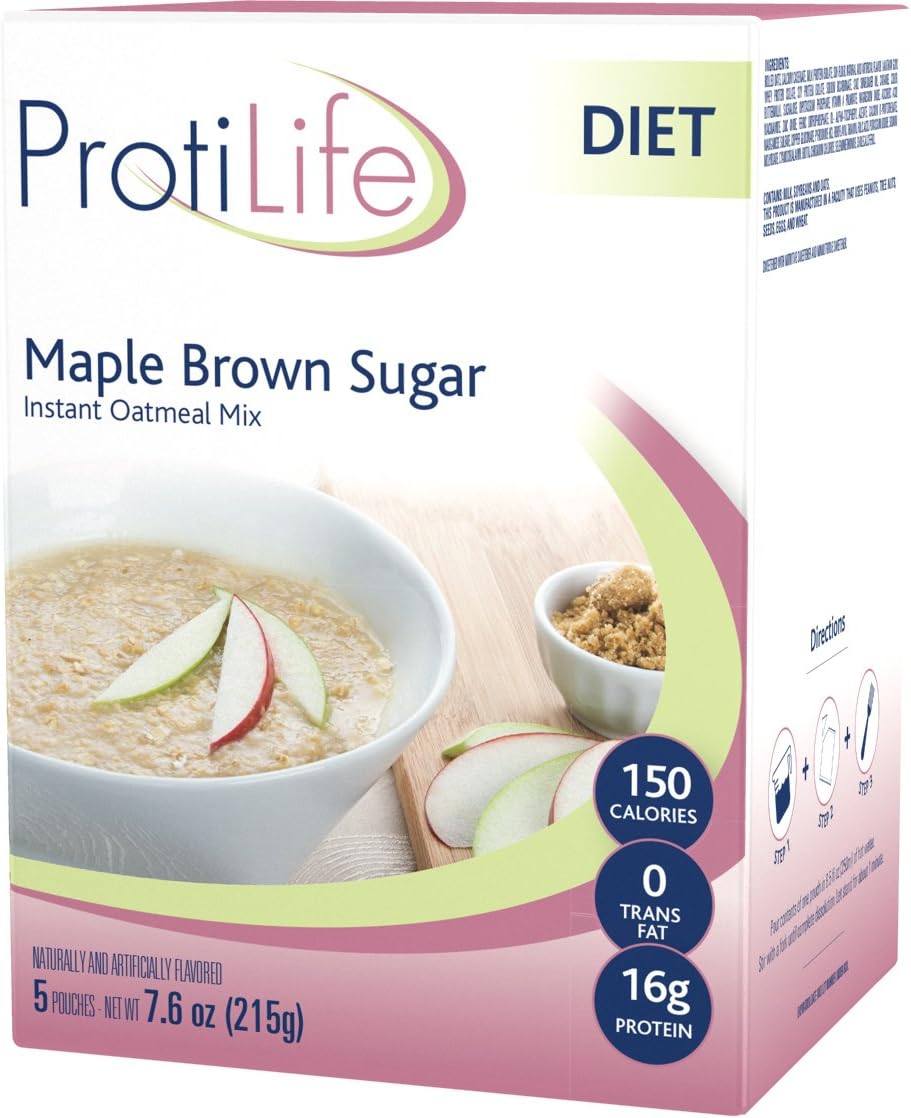 PROTILIFE Maple Brown Sugar Instant Oatmeal Mix, 5 Pouches, Net Wt. 7.6 oz by ProtiLife