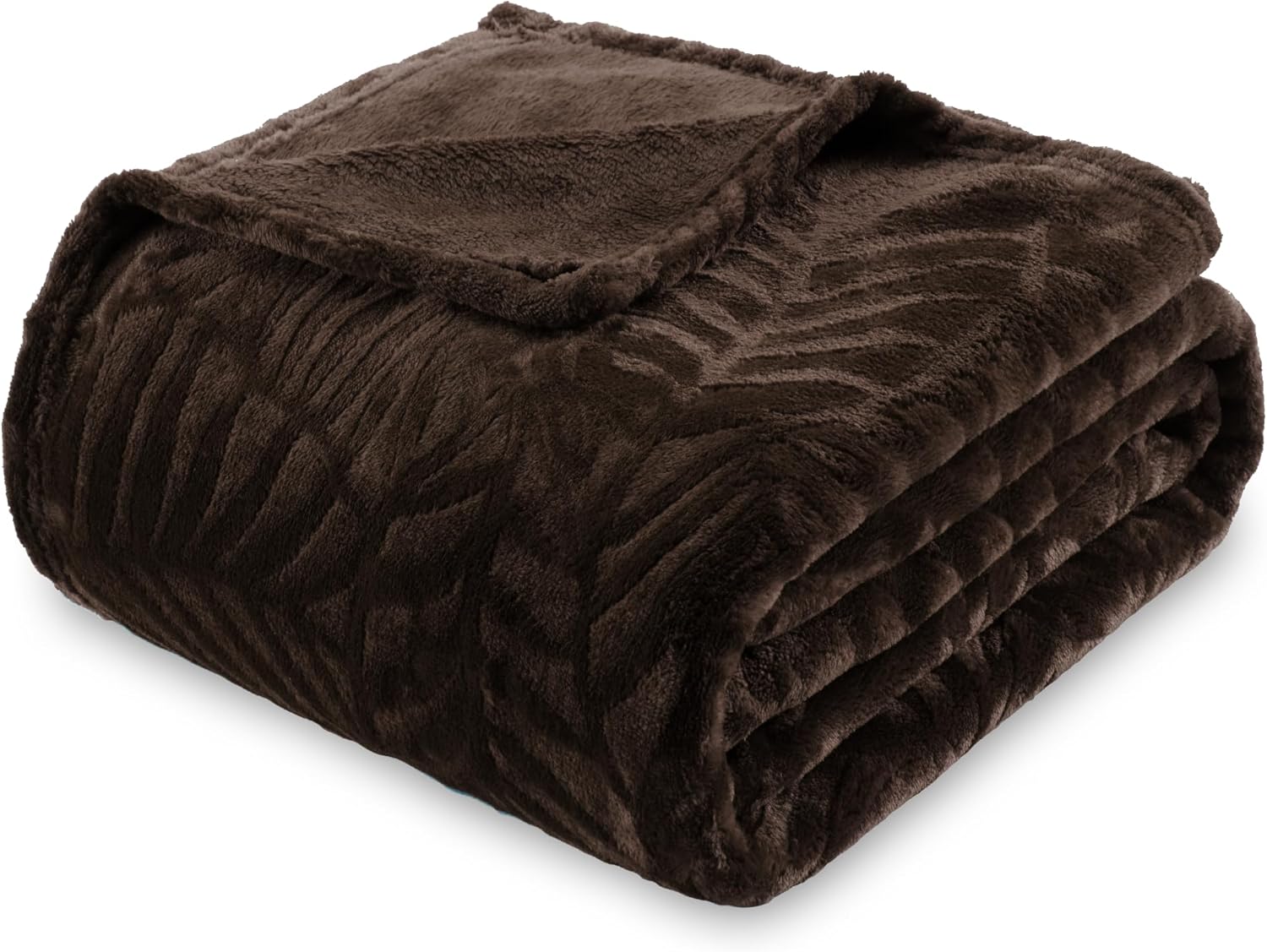 SOCHOW Super Soft Flannel Fleece Throw Blanket, Lightweight Cozy Warm Leaves Textured Plush Blanket for Bed Couch Sofa, 60 x 80 Inches, Brown