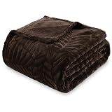 SOCHOW Super Soft Flannel Fleece Throw Blanket, 60 x 80 Inches, Brown | Lightweight Cozy Warm Leaves Textured Plush Blanket for Bed Couch Sofa 60x80 IN Brown