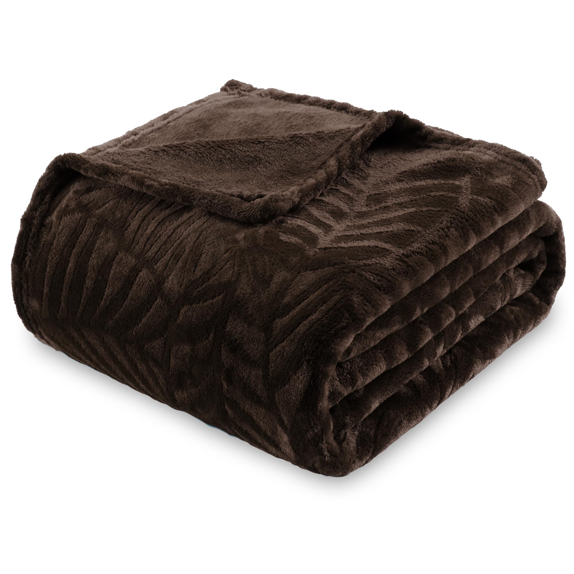 SOCHOW Super Soft Flannel Fleece Throw Blanket, Lightweight Cozy Warm Leaves Textured Plush Blanket for Bed Couch Sofa, 127cm × 150cm, Brown