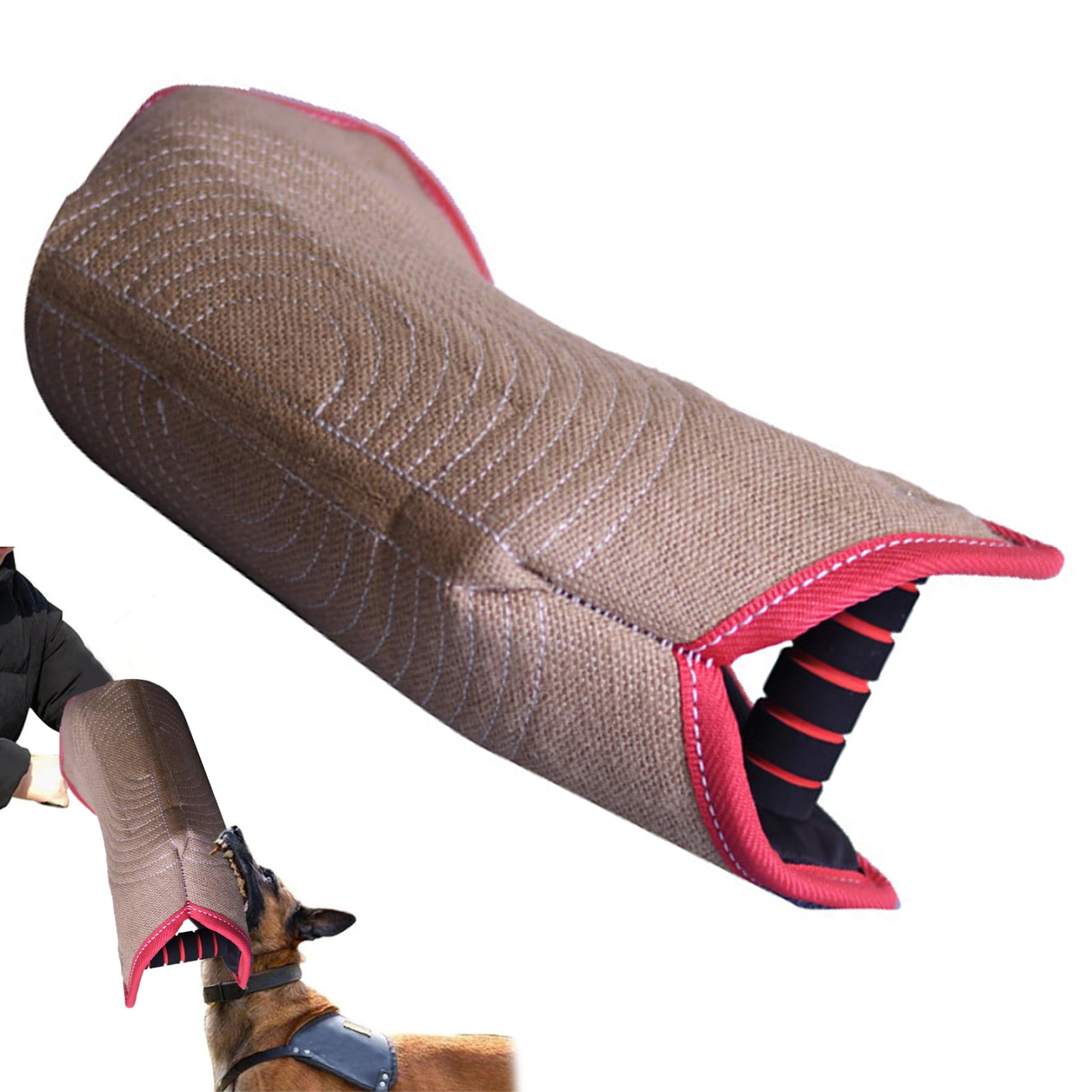 Manga para mordeduras de perro de 13x8x5, 5 pulgadas, funda de entrenamiento para perros de lino resistente a las mordeduras con 2 asas auxiliares, equipo de entrenamiento interactivo profesional