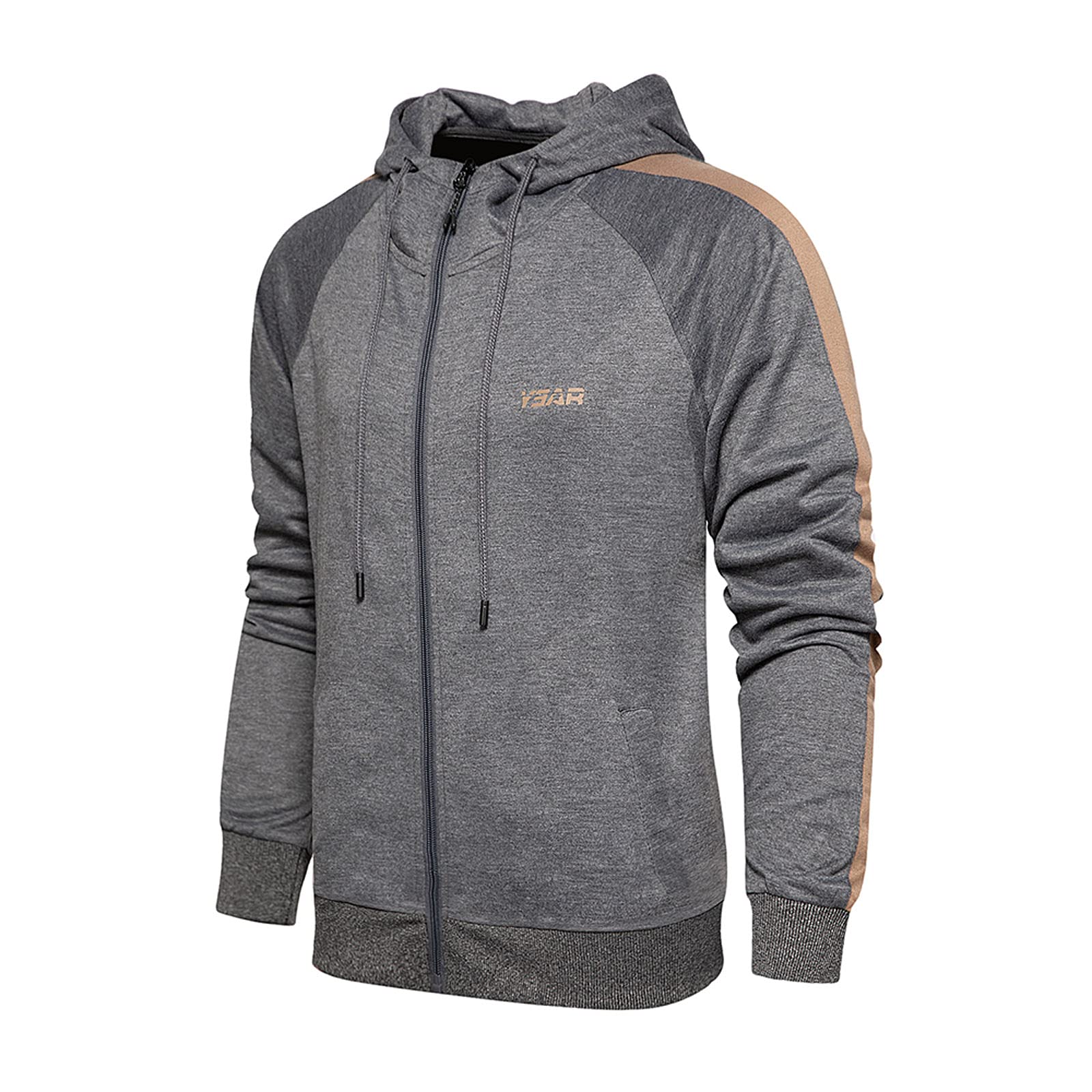 Conjunto de chándal para hombre, sudadera con capucha, pantalón deportivo de dos piezas, ropa deportiva, para invierno, para exteriores, invierno, cálido, gris, XXL