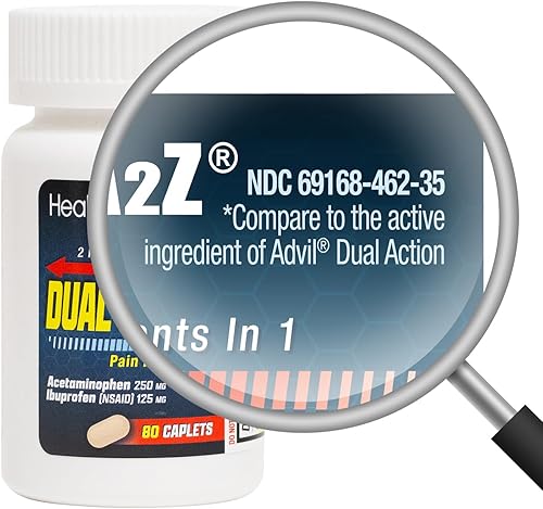 Miniatura 3 de HealthA2Z Alivio del dolor de doble acción  80 comprimidos  Acetaminofeno 250 mg e ibuprofeno (AINE) 125 mg  Contiene dos medicamentos  Alivio del