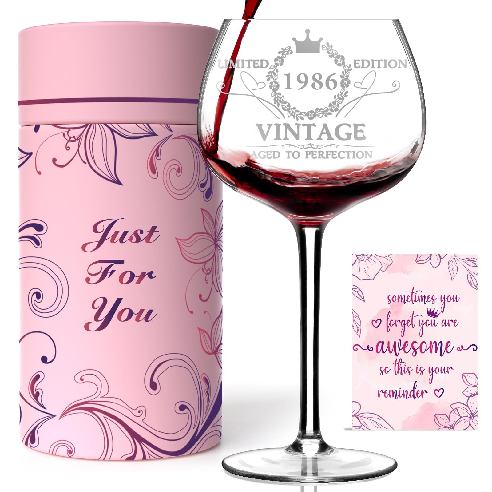 60th Birthday Wine Glass Gift - Vintage 1966 Engraved -12