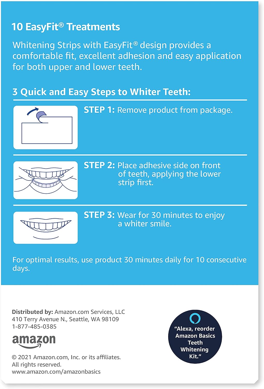 Amazon Basics 10 Day Teeth Whitening Strips Kit, 20 Count (Previously Solimo)