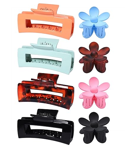 CENAPOG Pinzas de pelo grandes de 41 pulgadas pinzas de pelo para cabello grueso pinzas rectangulares de acrílico pinzas de garra de flores grandes