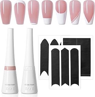 TAYE Jelly Nude Pink White French Gel Nail Polish Set, 2 Colors White, Jelly Pink Gel Nail Polish for French Tip Nails Art Nail, LED Required UV, Art Manicure Salon Diy at Home