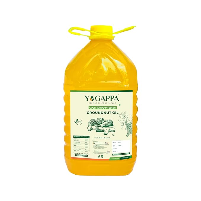 YOGAPPA Wood Pressed Groundnut Oil 5000ml | Peanut Oil 5000ml | Cold Pressed Groundnut Oil 5000ml. (Groundnut).