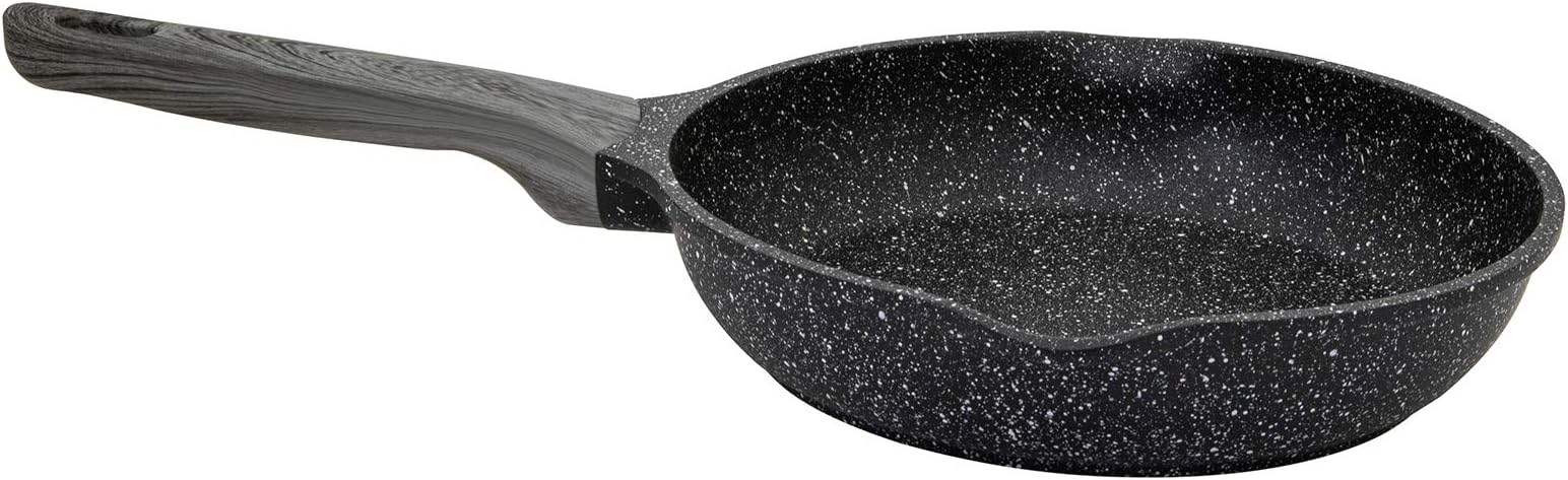 Country Kitchen Cookware Cast Aluminum Frying Pan, 8 Inches, Non Stick Speckled Skillet, For Gas and Electric Stovetop (Black)