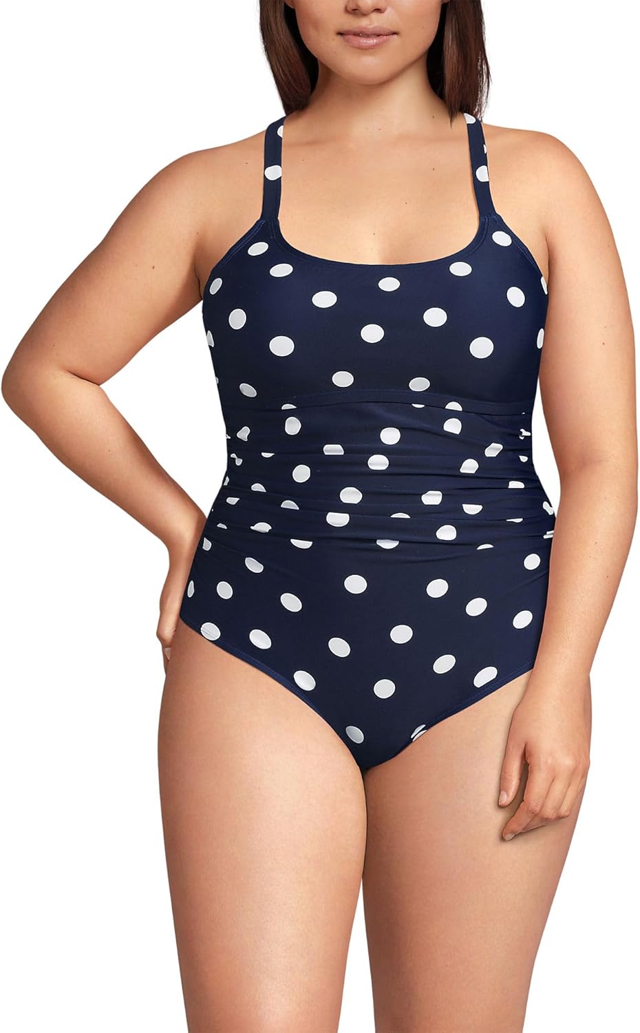 Lands' End Women's Essential Tie Back Ruched One Piece Swimsuit
