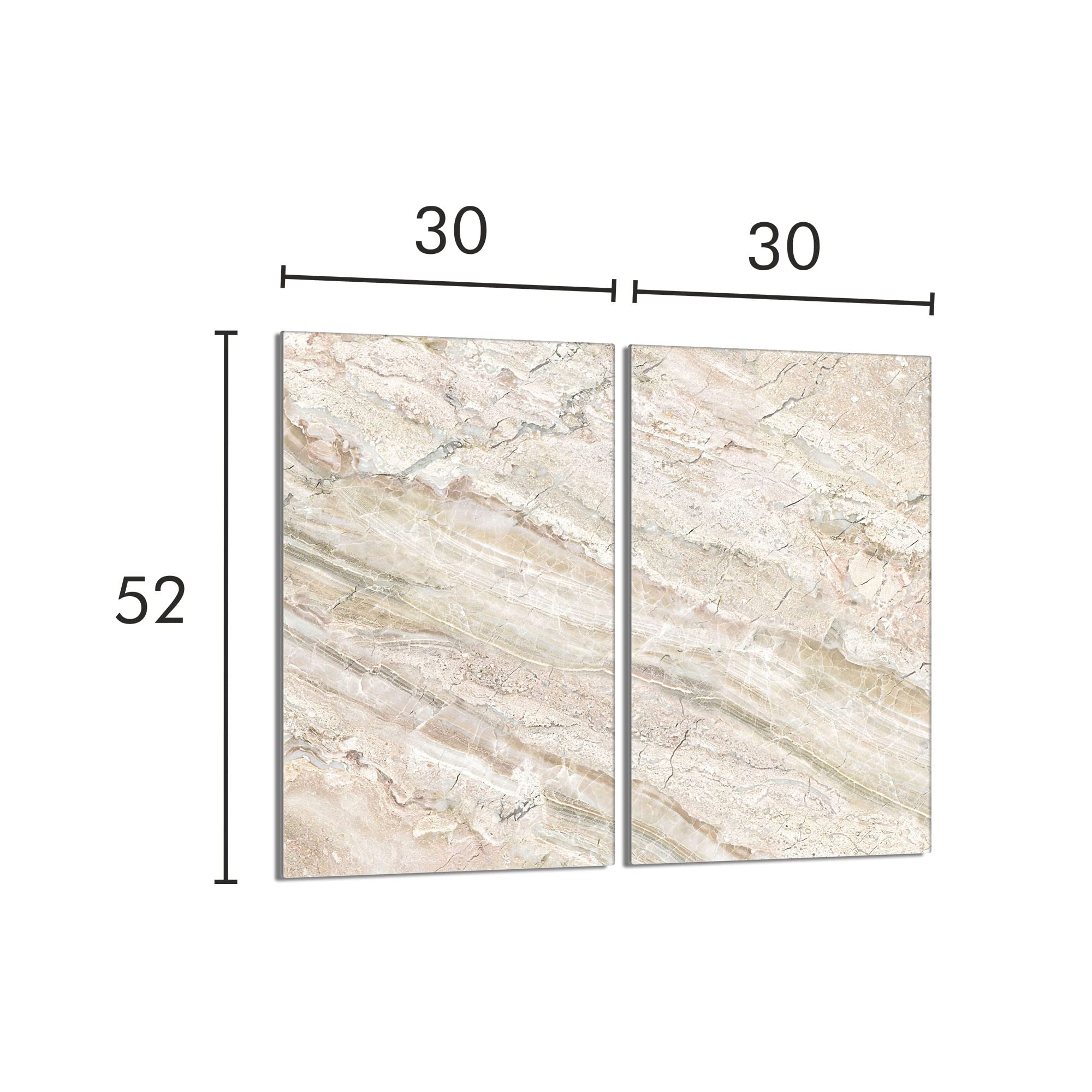 Tabla de cortar decorativa de cristal templado y cubre vitro, Placa protectora de vitrocerámica 30 x 52 cm 2 piezas, para inducción, protección contra salpicaduras, decoración, MÁRMOL