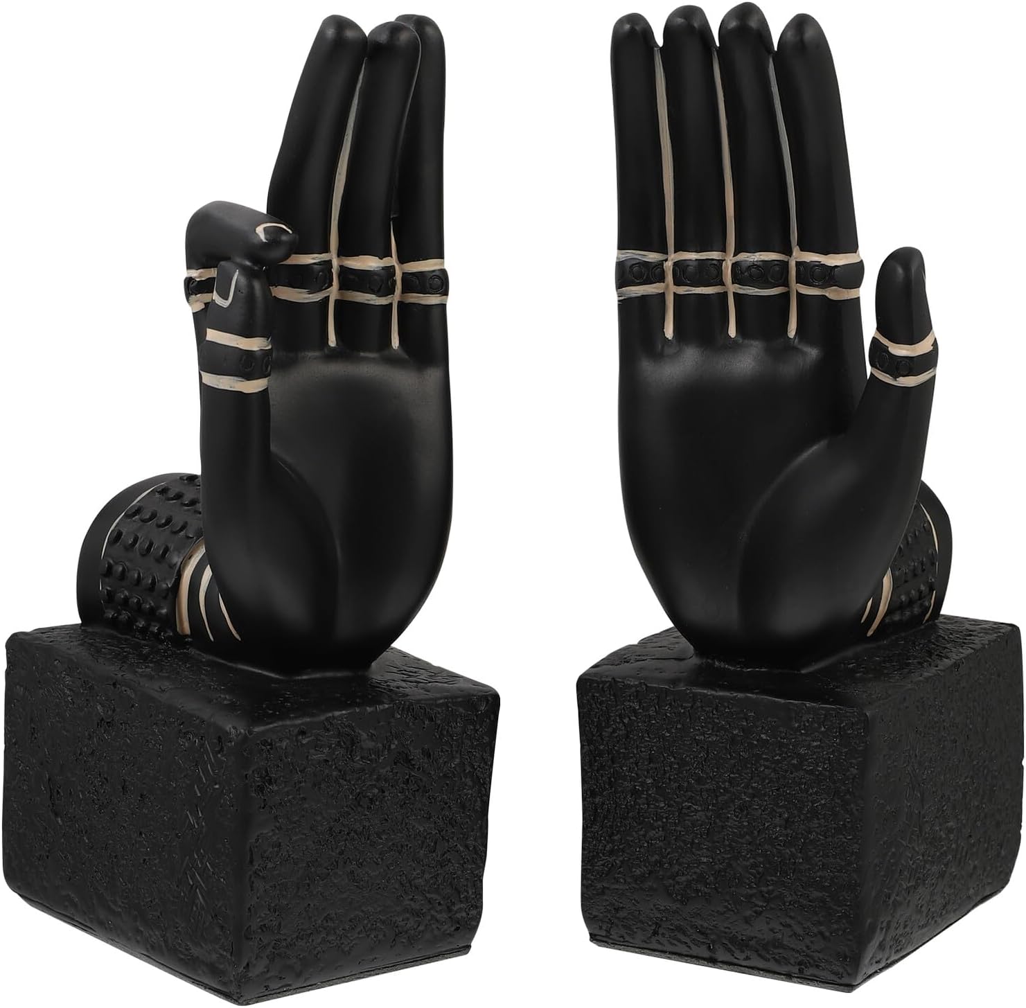 Garneck Premium Composite Resin Buddha Hand Bookends Decorative Mudra Symbol Book Supports for Office Study Home Desktop Organization and Shelf Book Stoppers Rustic American Country Style
