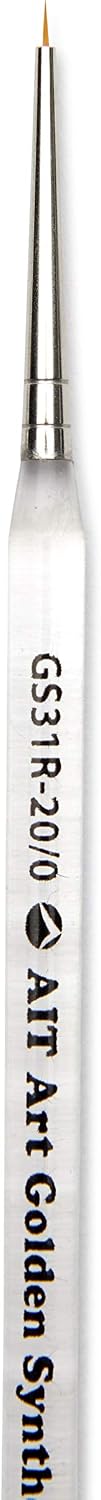 AIT Art Round Paint Brushes, Pack of 3, Miniature Sizes 20/0, 10/0, 3/0, Acrylic Handles with Beveled End, Handmade in USA for Trusted Performance