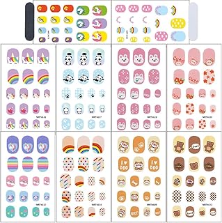 Kids Nail Stickers, Zoon Theme Design Kids Nail Wraps Full Kid Nails Strips, Contains