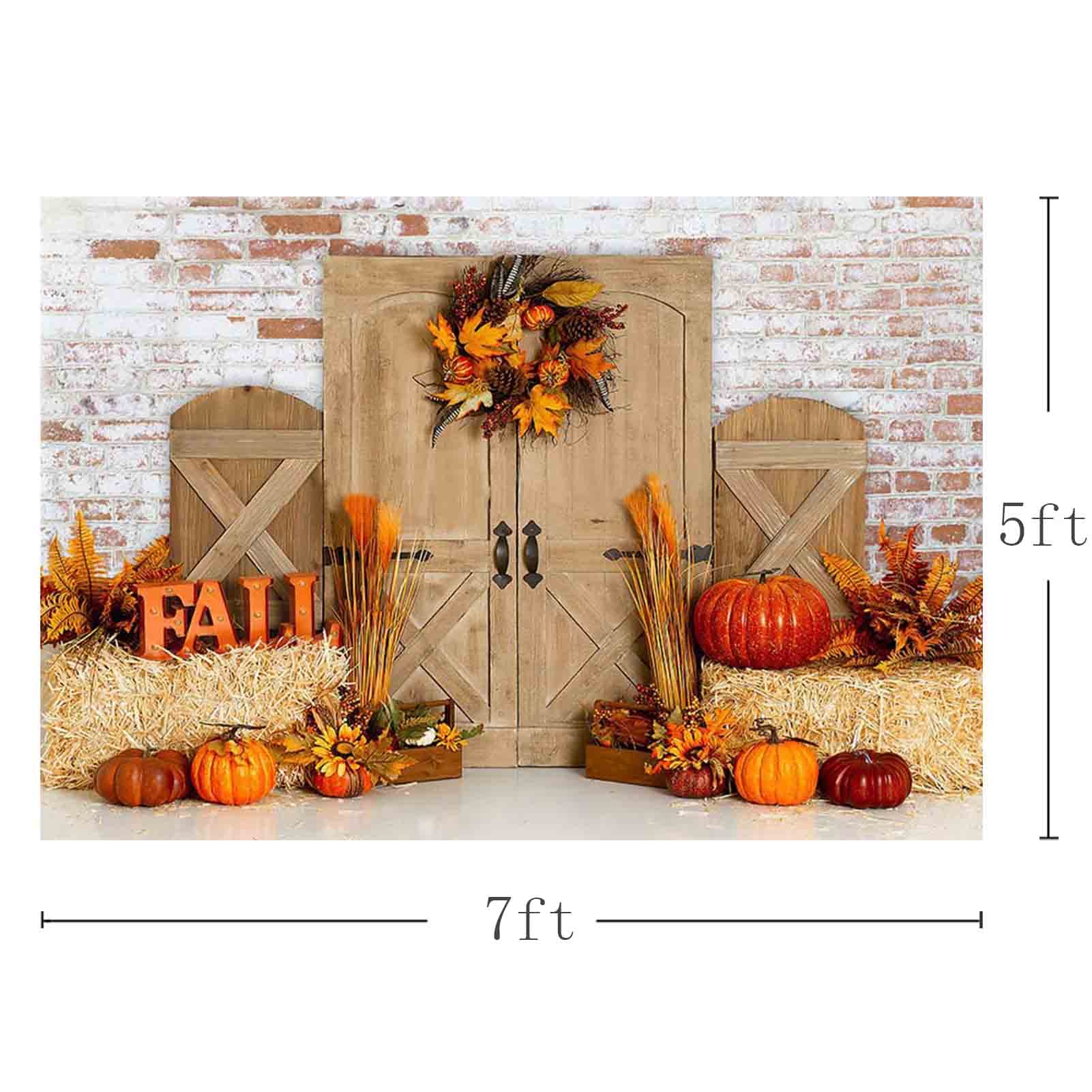 AIIKES 7x5FT Thanksgiving Photo Backdrop – Wooden Floor Barn Harvest ...