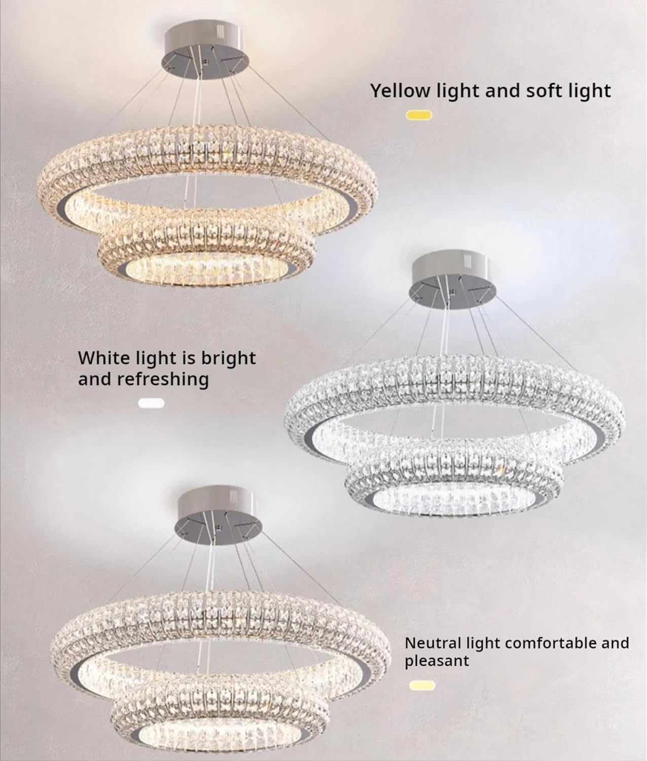 Crystal Chandelier Light Luxury Living Room Ring Bedroom Simple Study Dining Room Light,Indoor Illumination