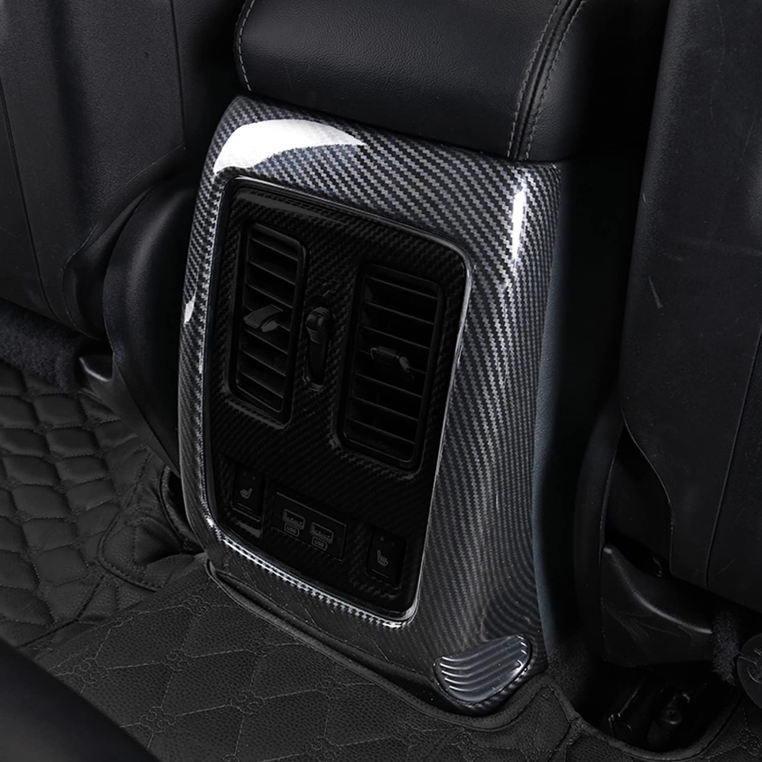 for Dodge Durango 2011-2022 Carbon Fiber Black Rear Air Vent Outlet Cover Trim 1pcs Car Accessories