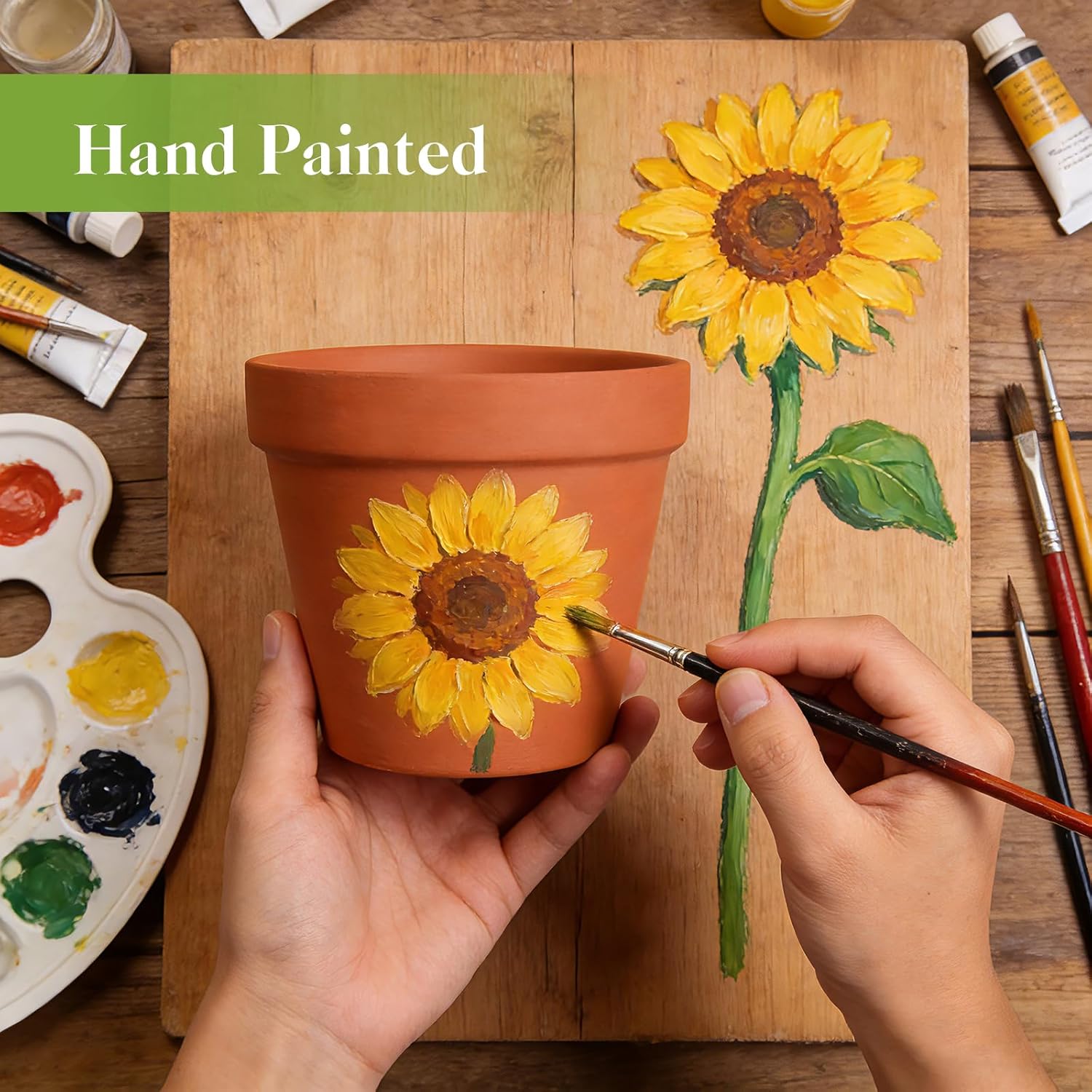 KOAMLY 6 PCS Clay pots and Plates, 5-inch red Clay pots with Drainage, Perfect for Indoor, windowsill, and Garden Plants