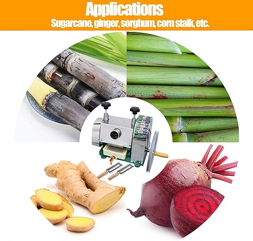Miniatura 7 de TECHTONGDA Máquina manual de jugo de caña de azúcar, exprimidor de prensa de caña de azúcar de acero inoxidable, extractor comercial de prensa de