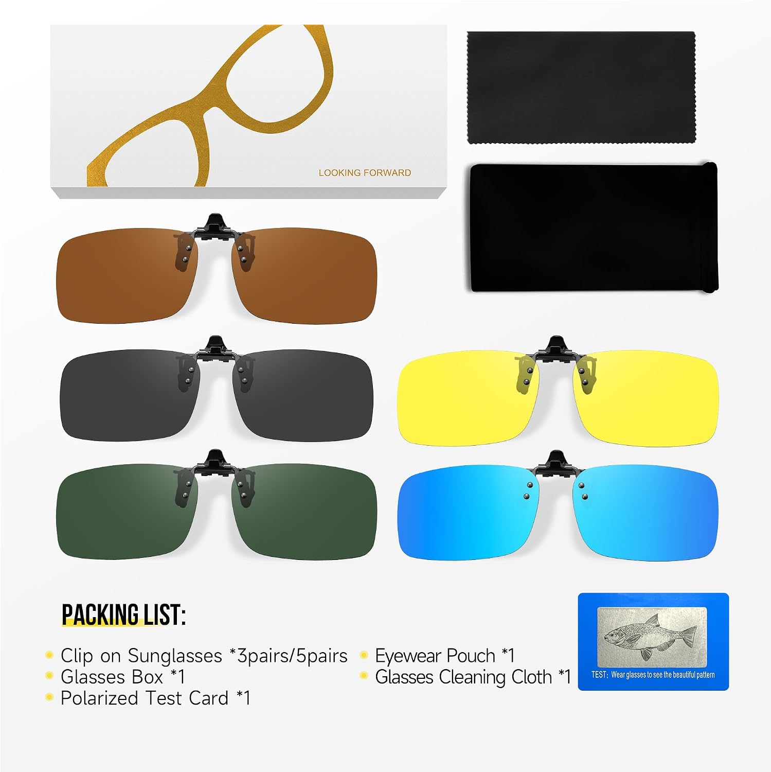 Polarized Clip On Sunglasses for Men Women, Flip Up Fit Over Glasses for Sports Fishing Driving Hiking Cycling