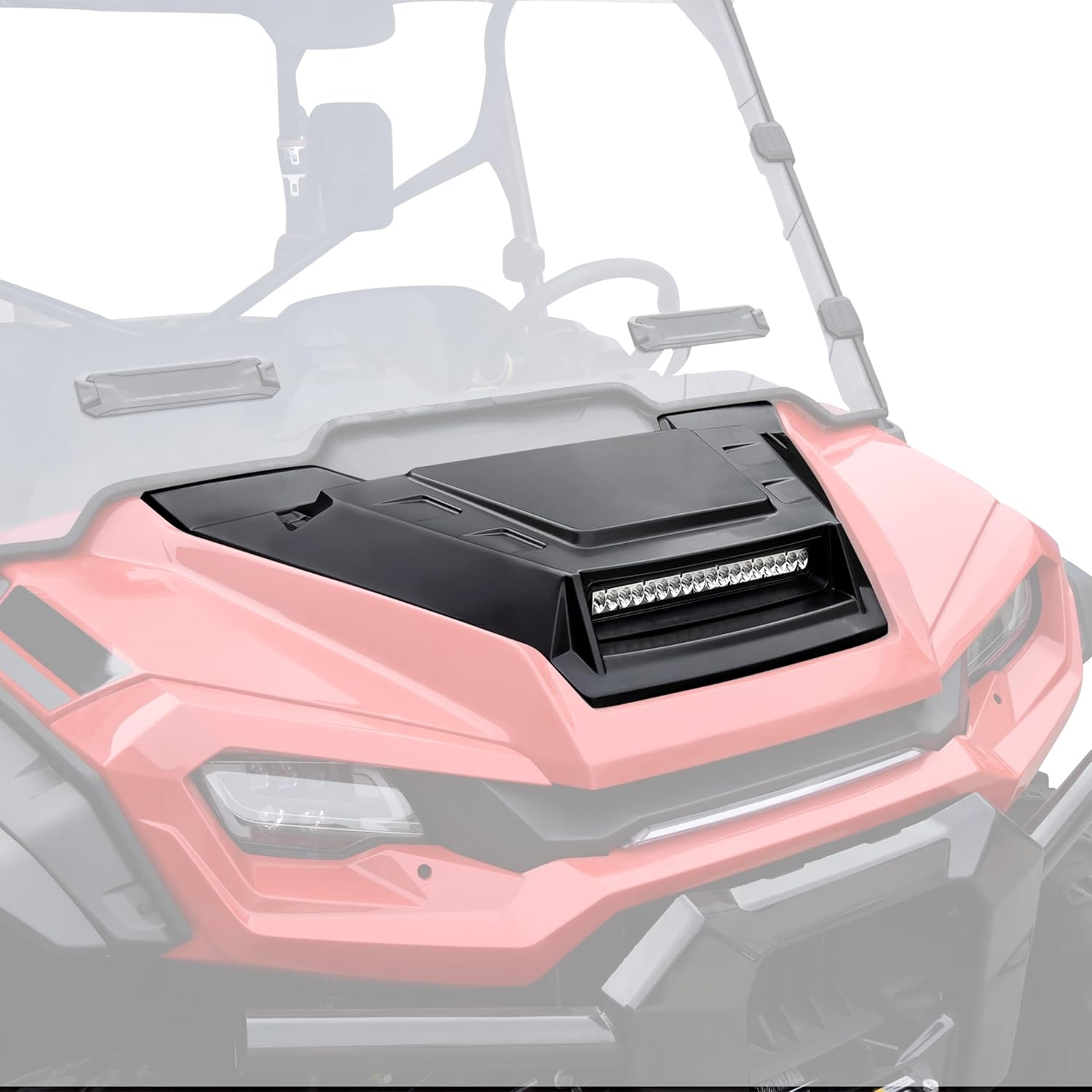 Hood Scoop with LED Spotlight Compatible with Pioneer 1000 3P 5P 6P 2016-2025, Sport Hood Cover with Auxiliary Light Kit for Honda Pioneer Accessories, PP