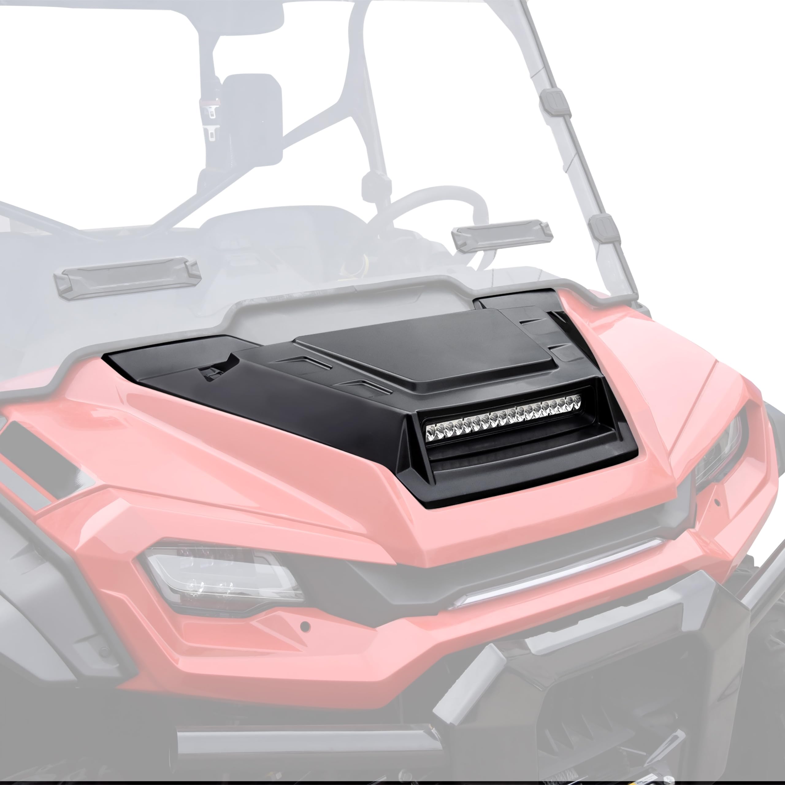 POKIAUTO Hood Scoop with LED Spotlight Compatible with Pioneer 1000 3P 5P 6P 2016-2025, Sport Hood Cover with Auxiliary Light Kit for Honda Pioneer Accessories, PP