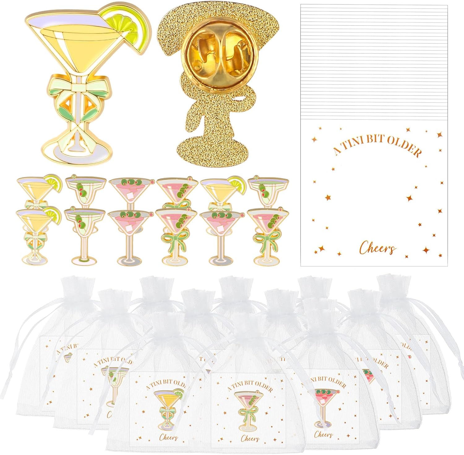 Tondiamo マティーニラペルピン 24個セット ティニビット 年配のパーティー記念品ギフト バルクマティーニデコレーション バ