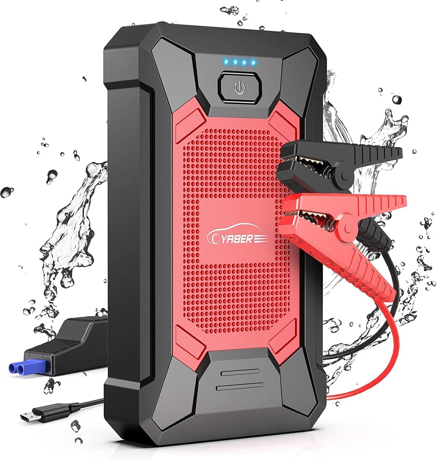 YABER Car Jump Starter 1500A Portable Battery (7.0L Gas/5.5L Diesel) 12V Booster Pack Box with Smart Safety Jumper Cables, LED Flashlight, Compact Size