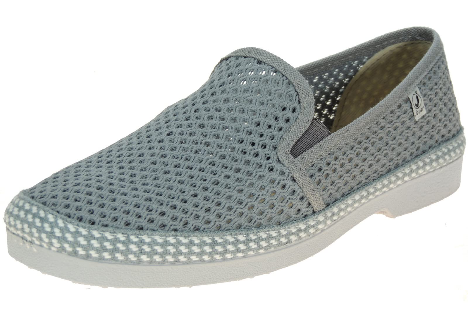 Calzados Romero. JAVER. Zapatilla Cerrada en Rejilla Algodón para Hombre. Plantilla Esparto. Piso de Goma. Gris Talla 45