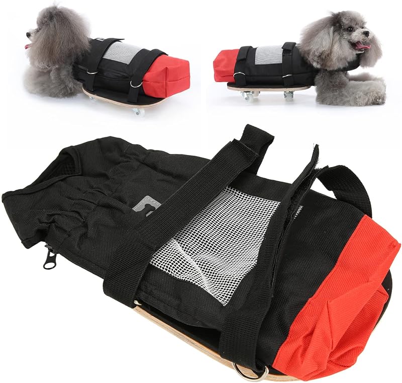 Pssopp Dog Walking Scooter, Elastic Band Silent Wheels Pet Wheelchair Breathable Oxford Fabric Dog Wheelchair for Old Disabled Dogs S(Suitable for 2‑3.5kg/4.4‑7.7lb)