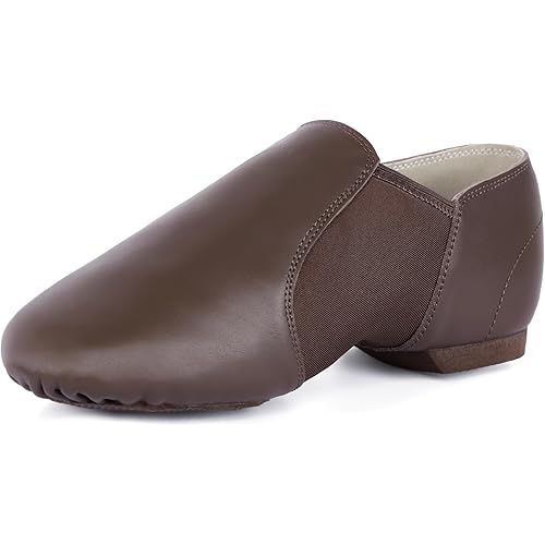 Linodes Unisex Leather Upper Jazz Shoe Slip-on for Women and Men's Dance Shoes