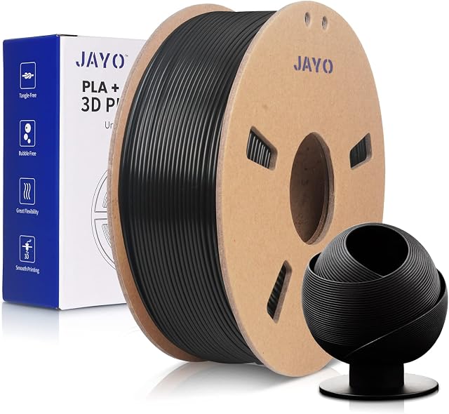 JAYO PLA+ 3D Printer Filament, PLA Plus Filament 1.75mm, Dimensional Accuracy +/- 0.02 mm, 0.65kg Spool ( 1.43 lbs ), PLA+ Black