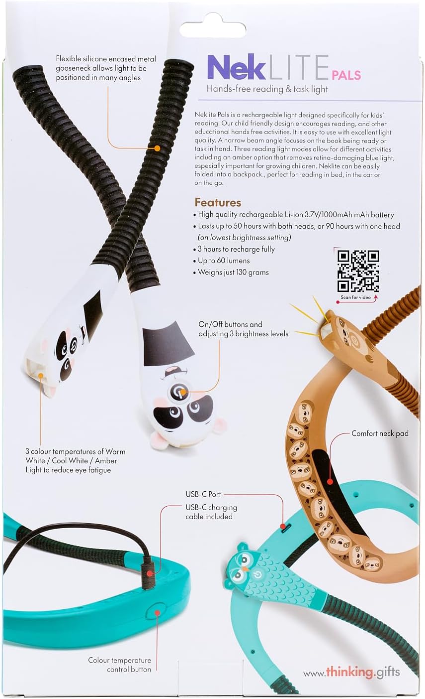 Thinking Gifts Neklight, Adjustable & Rechargeable Neck Light - Sloth