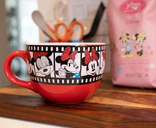 Miniatura 2 de Disney Minnie Mouse - Taza de sopa de cerámica con carrete de película | Tazón para helado, cereales, avena | Taza de café grande para expreso,